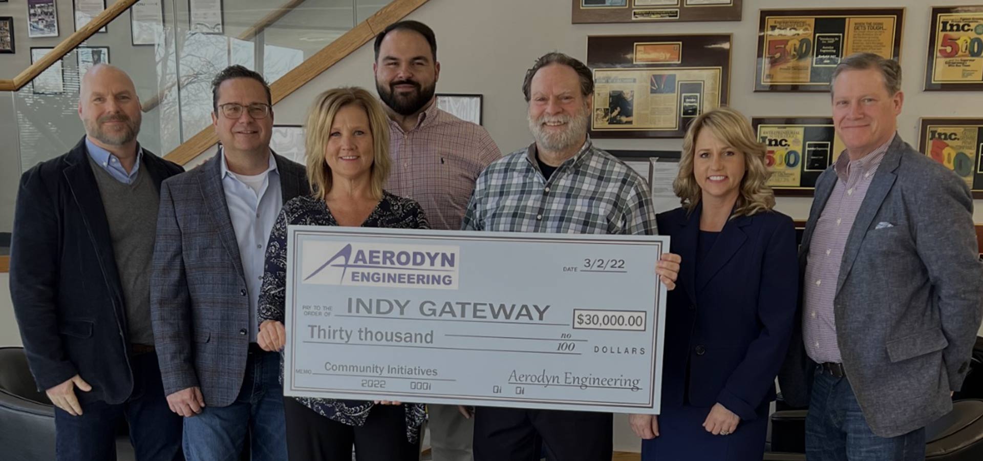 Indy Gateway Receives $30,000 Donation from AeroDyn Engineering